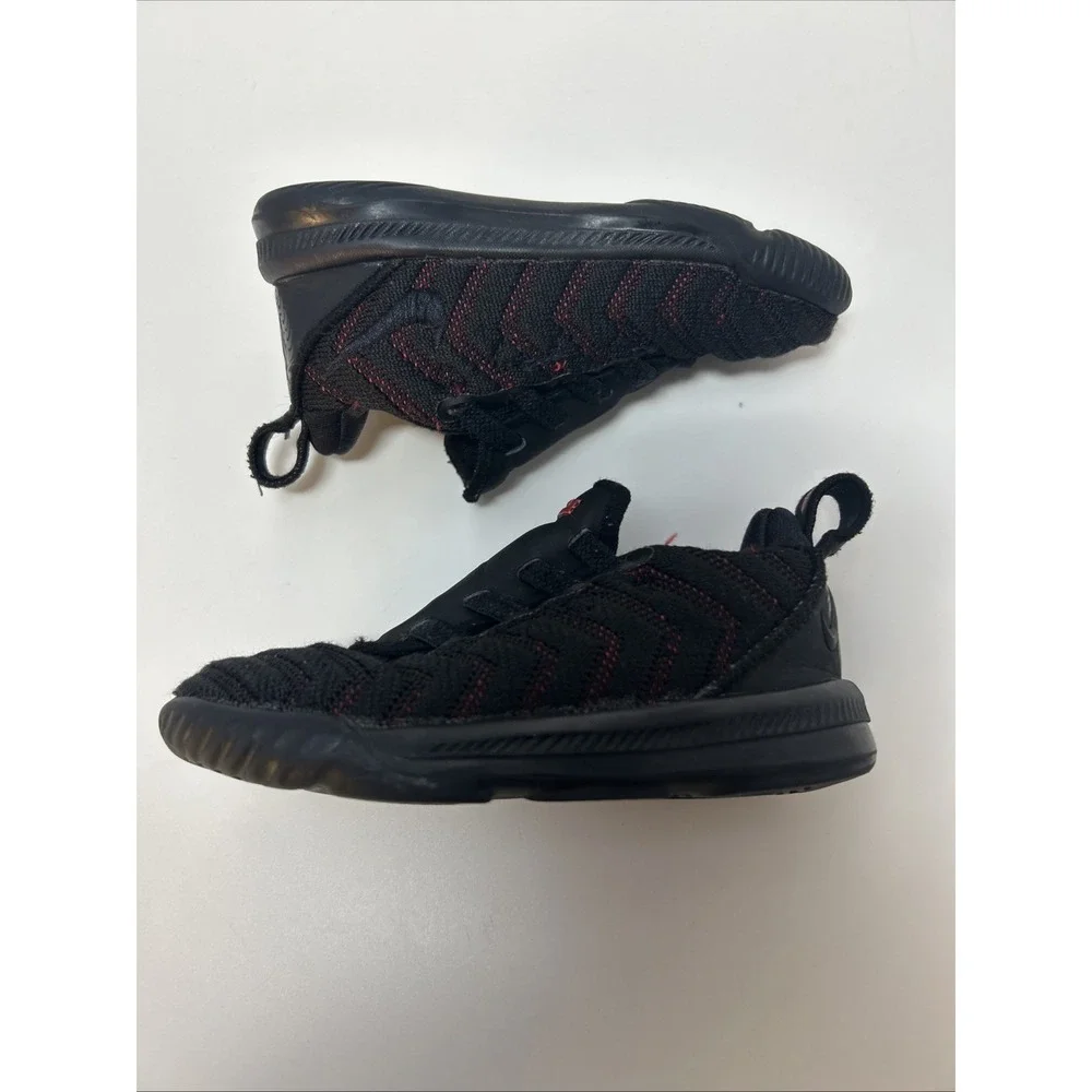 Nike LeBron 16 XVI (TD) 'Fresh Bred' Toddler Sneakers Sz 7C Blk/Red‎ AQ2468-002